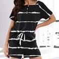 thumbnail image 5 of cfhntfmh 2 Piece Outfits for Women Summer Trendy Print Round Neck Buttons Tops Baggy Pocketed Shorts Loungewear Sets, 5 of 7