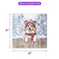 thumbnail image 5 of Playful Shetland Sheepdog Welcomes Winter Snowy Day with Cardinal Bird Set of 4 Stone Coasters Sheltie Dog Lover Gifts 4x4in Absorbent Soapstone Coaster - 2017, 5 of 5