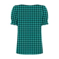 thumbnail image 4 of Agkizg Women's Plaid Print Blouse Short Sleeve Ruffle Trims Casual Fashion T Shirt Top, 4 of 4