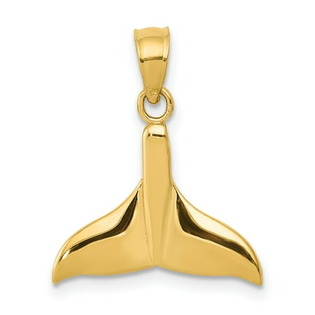 Designer 14K Yellow Gold Solid Polished Open-Backed Whale Tail Pendant (Length=20) (Width=15) Made In United States