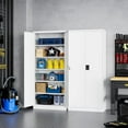 thumbnail image 2 of Yizosh Metal Garage Storage Cabinet, 72" Locking Tool Cabinet with 2 Doors and 5 Shelves, White, 18"D x 36"W x 72"H, 2 of 15
