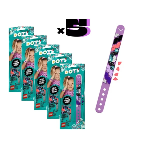 LEGO DOTS Party Pack - 5x Sparkly Unicorn Bracelet 41902 Birthday Bundle