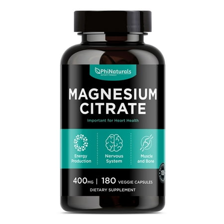 Magnesium Citrate 400mg 180 Capsules by Phi (Best Way To Take Magnesium Citrate)