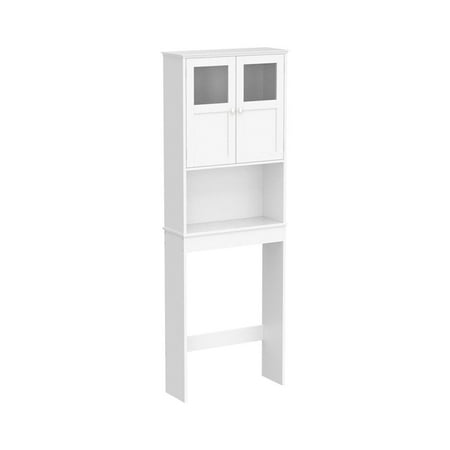 

Over The Toilet Storage Cabinet with Adjustable Shelf White Bathroom Floor Organizer Space Saver with Double Doors 67 Height