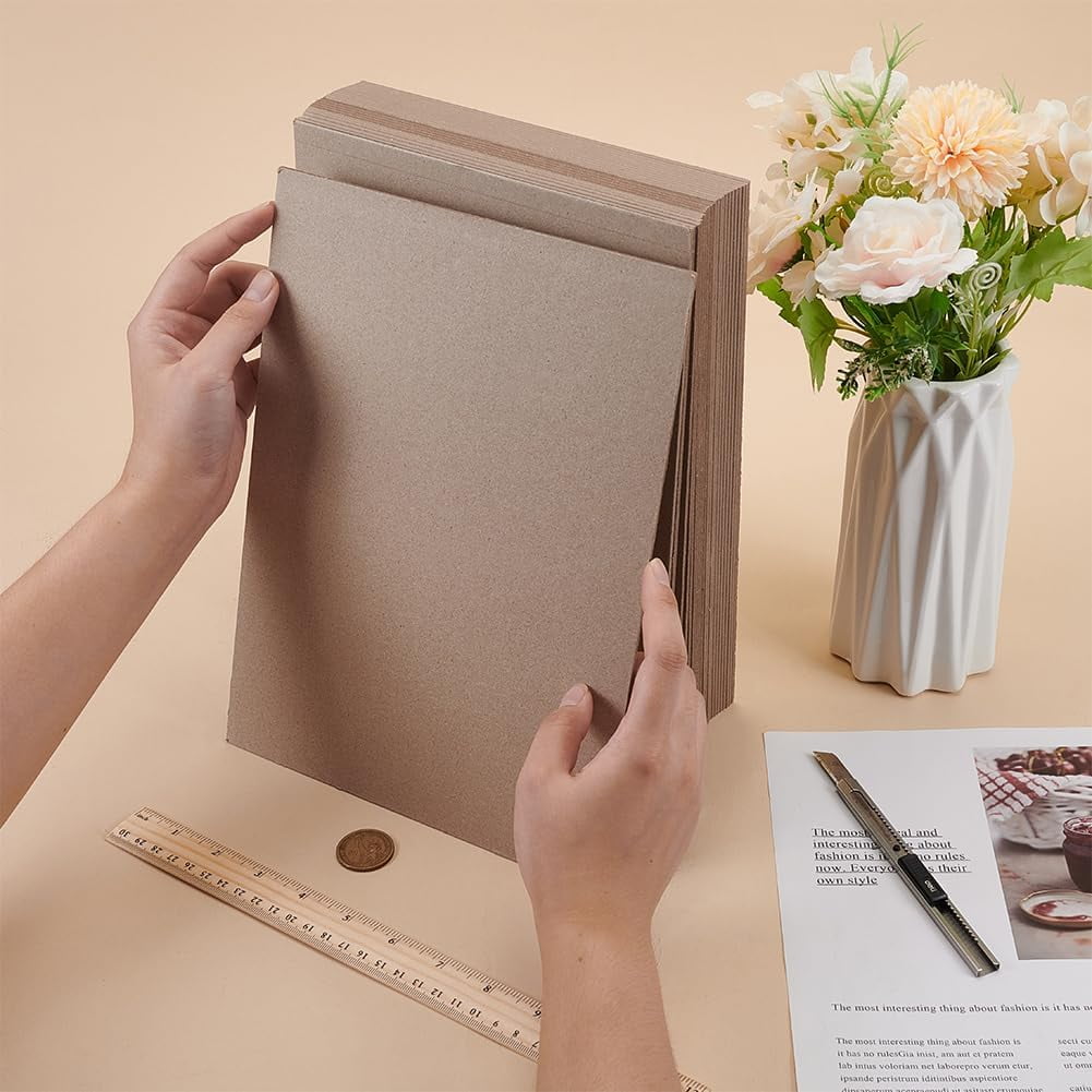 24Pcs Light Grey Book Board Binders Boards Chipboard Kraft Paper Chip Sheets Bookbinding Supplies for Book Binding Materials Cover (11.26x8.26inch) for DIY