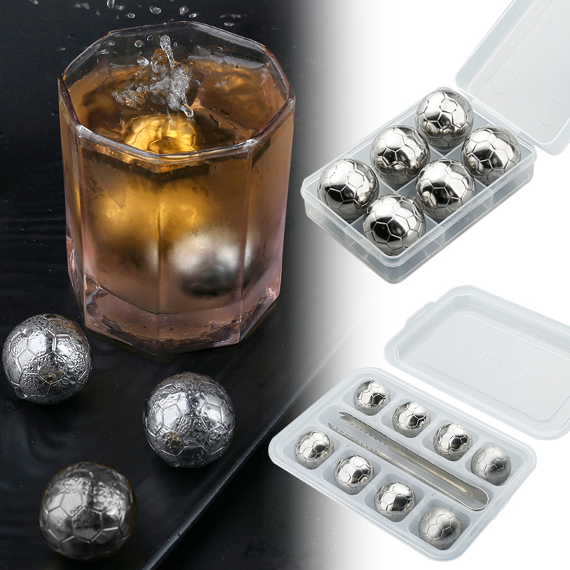 6 PCS Reusable Ice Cubes for Drinks Stainless Steel Ice Ball Washable