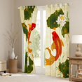 thumbnail image 3 of Manfei Traditional Koi Black Out Curtains for Home, Lotus Pond Curtains Pack of 2 (42x63 Each) for Office, Red Gold Green, 3 of 6