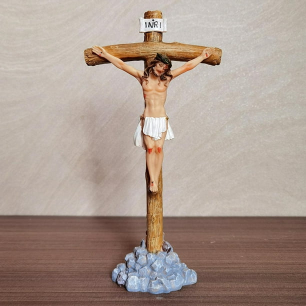 Jesus with Cross Praying Catholic Figurine Freestanding Collection