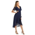 thumbnail image 4 of SWSMCLT Women's Summer Club Dresses Sexy Dress V Neck Sundress Short Sleeve High Waist Ruffle Fall Fitted Navy Large, 4 of 4