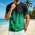 thumbnail image 2 of Mens Summer Shirts Short Sleeve Crew Neck Floral Gradient Tees Casual Beach Hawaiian Vintage T Shirts, 4XL, 2 of 5