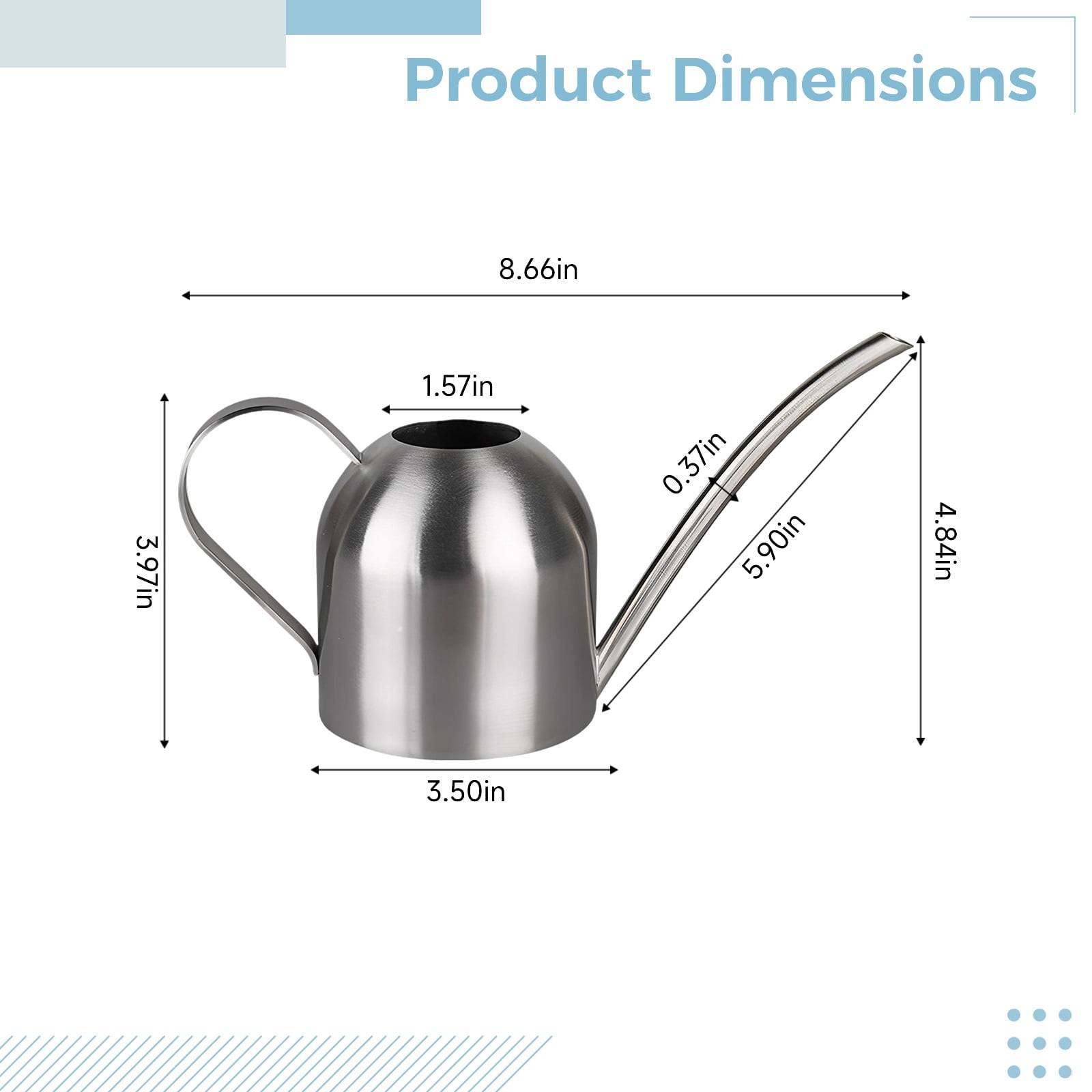 Small Stainless Steel Watering Can,8.7 Inch with Long Narrow Spout,for Indoor Plants,Succulents,Herbs,Potted Plants,Precise Watering,Kitchen Window Garden