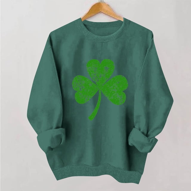 TaTaai Women Casual St Patrick's Day Printed Long Sleeve Crew Neck Sweatshirt No Hood Pullover Ladies Weekend Festival Outdoor Wear Soft Warm Non See Through Versatile Top Gift