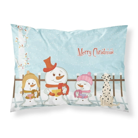 Merry Christmas Carolers Dalmatian Fabric Standard Pillowcase