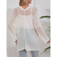 thumbnail image 4 of Women's Open-Front Long Sleeve Mesh Knit Cardigan with Pockets, 4 of 5