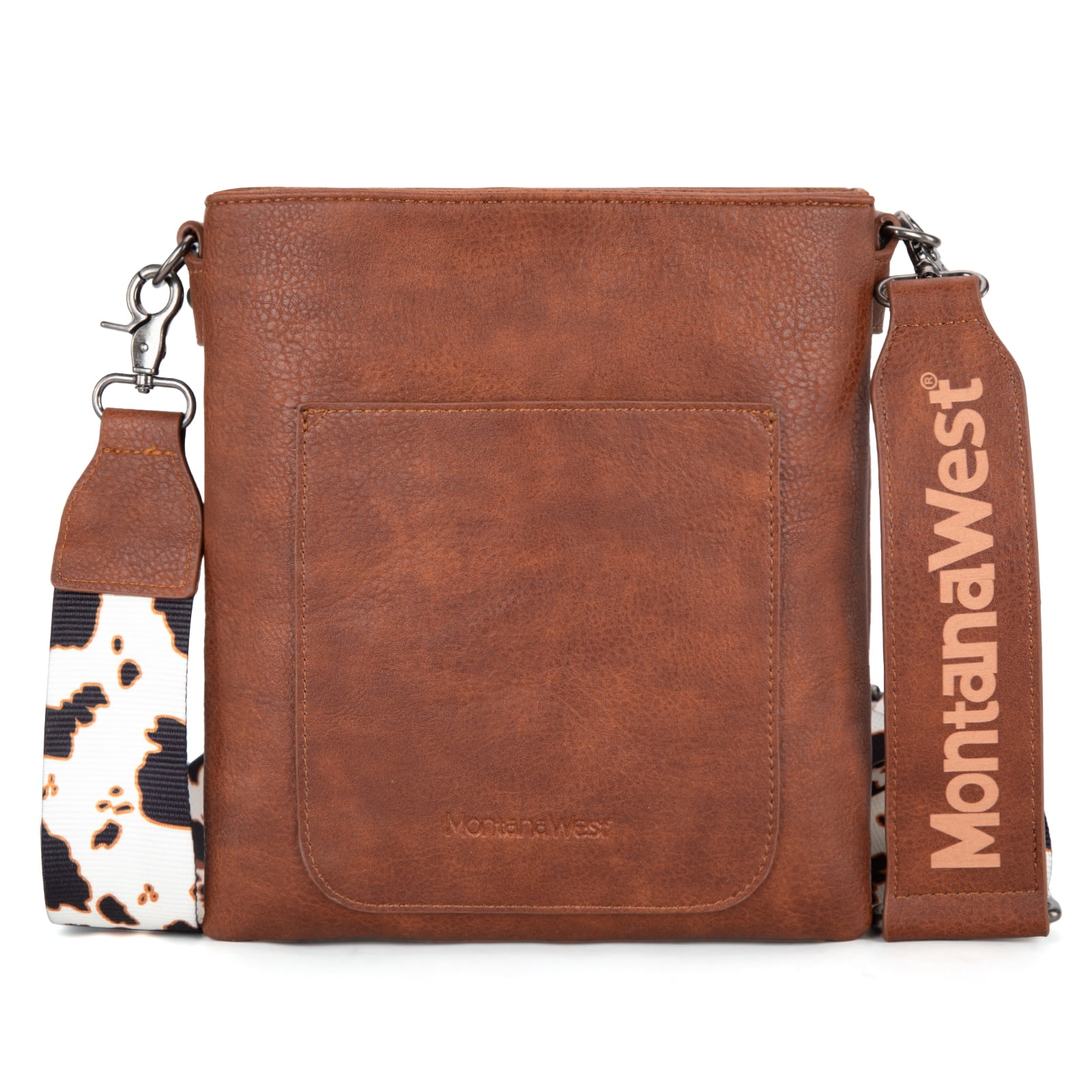 Montana West Crossbody Bags for Women Multi Pocket Cross Body Bag Purses with Guitar Strap, Cow-Brown