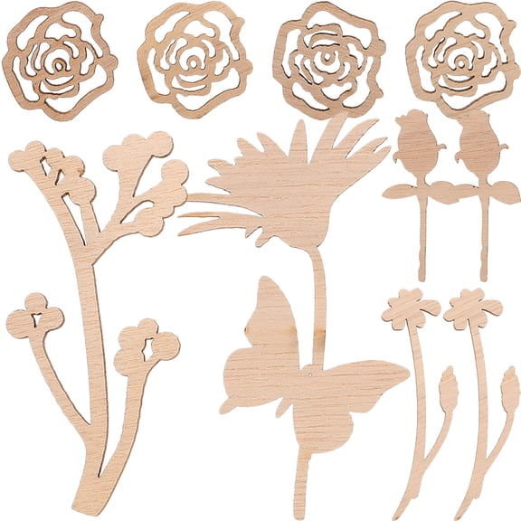 Supvox Beige Wood Slices with Rose Patterns for Art and Holiday Decor