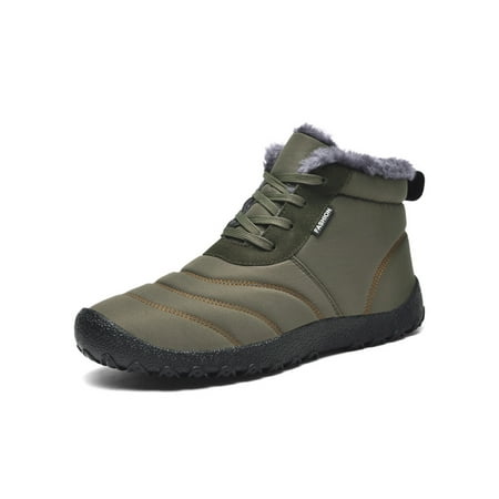 

Rockomi Man Warm Booties Flat Snow Boots Walking Outdoor Lightweight Fuzzy Winter Shoes Olive Green 6