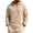 #04 Khaki, variant on Men's Button Placket Hooded Sweatshirt, Henley Collar Top, Relaxed Pullover Hoodie Drop Shoulder Long Sleeve for Casual Vacation, Army Green 3XL