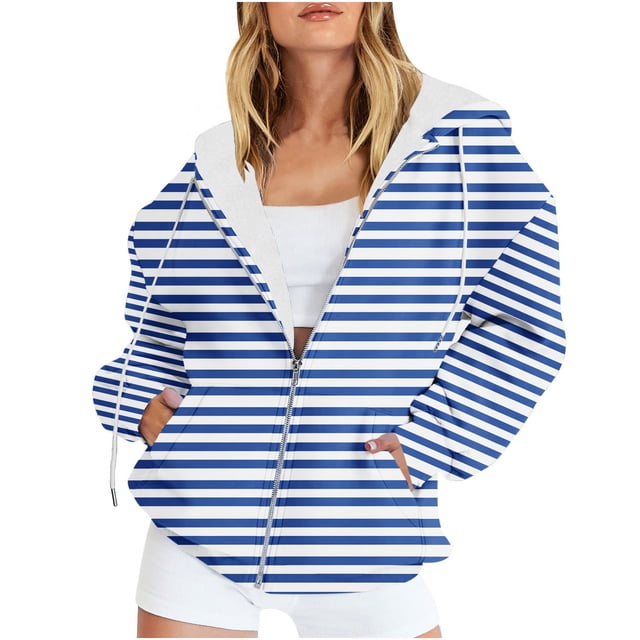 Chaqueta y abrigo informal de manga larga con capucha y estampado para mujer, chaqueta con capucha y manga larga con cremallera, abrigo de poliéster para mujer
