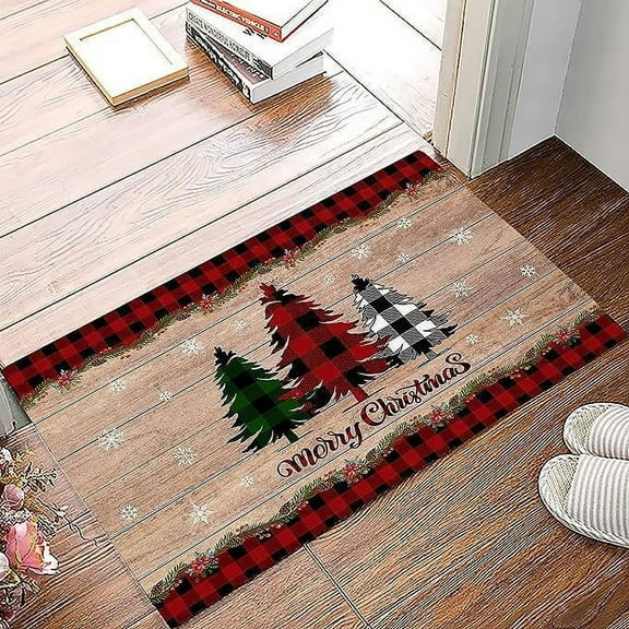 Gcvizuso Christmas Rugs, Outside Indoor Doormat, Christmas Door Mat Outdoor For Entryway, Christmas Tree Graphic Design Merry Christmas Decoration Front Door Mats Greeting Non-Slip Home Mat