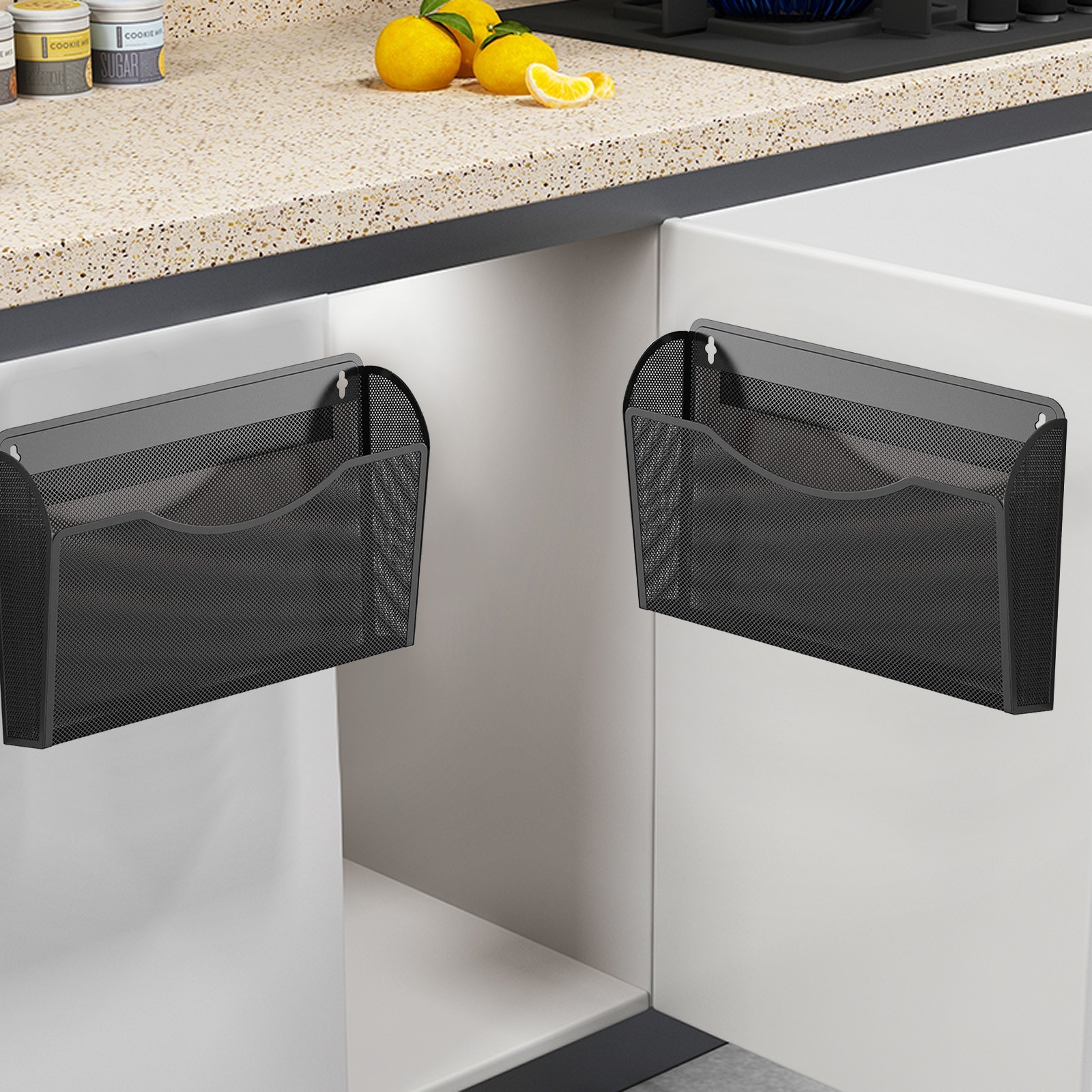 Horivan 2 Packs Magnetic Refrigerator Organizer Rack Kitchen Storage Shelf for Spice Jars Cling Wrap Bags Under Cabinet Space Saving Organizer