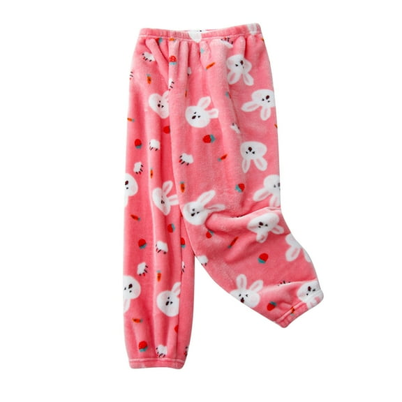 Utoimkio Toddler Boy Girls Plush Warm Flannel Pajama Pants Soft Comfortable Lounge Pants for Kids 6-15 Years