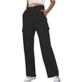 thumbnail image 2 of XuJwPNcy Cargo Sweatpants Womens Fleece Wide Leg Sweat Pants Baggy Athletic Joggers Pants with Pockets Fall Fashion（Black,XX-Large), 2 of 7