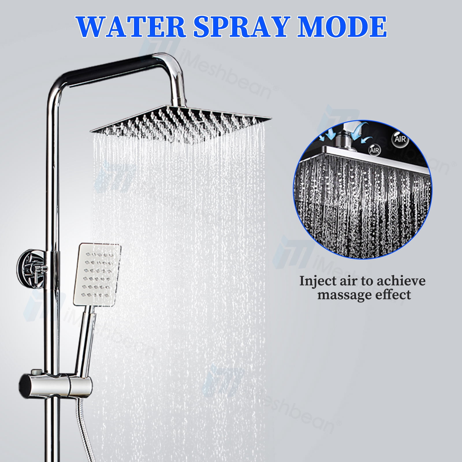 iMeshbean Luxury Shower Faucet Set Rainfall Shower Head Combo Set Wall Mounted Mixer Valve