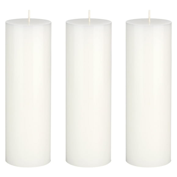 Mega Candles 3 pcs Unscented White Round Pillar Candle, Hand Poured Premium Wax Candles 3 Inch x 9 Inch, Home Décor, Wedding Receptions, Baby Showers, Birthdays, Celebrations, Party Favors & More