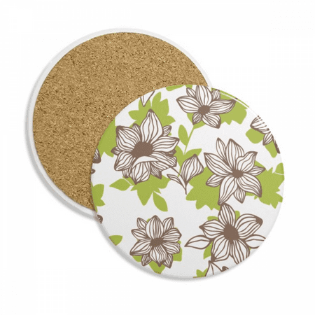 

Light Brown Flower Paint Coaster Cup Mug Tabletop Protection Absorbent Stone