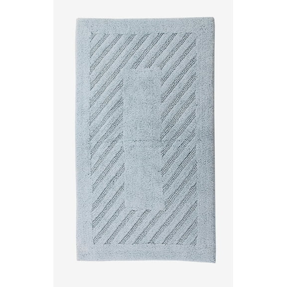 Knightsbridge Diagonal Racetrack 100% Cotton Reversible Bath Rug 21 X 34 Light Blue