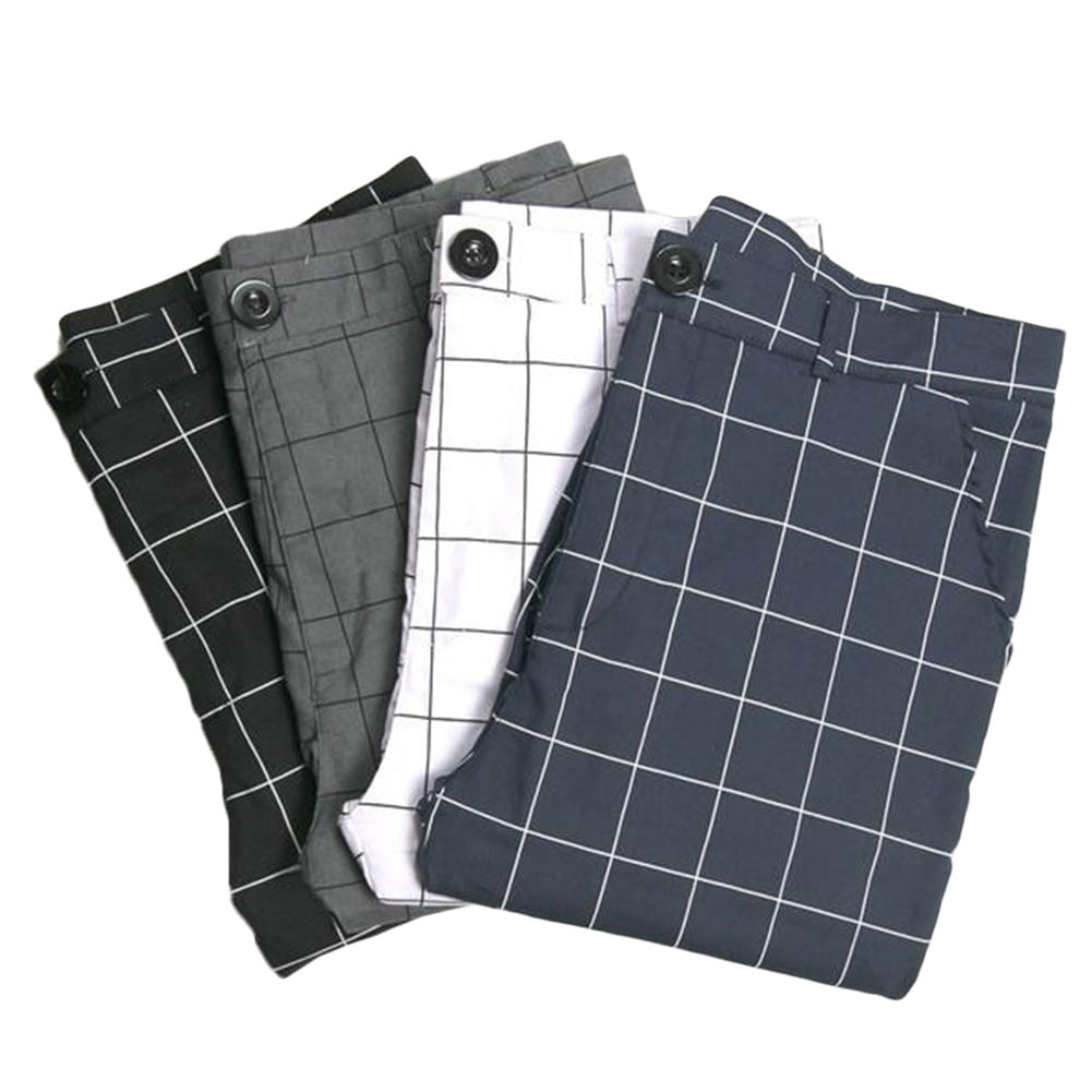 black and white plaid pants for men