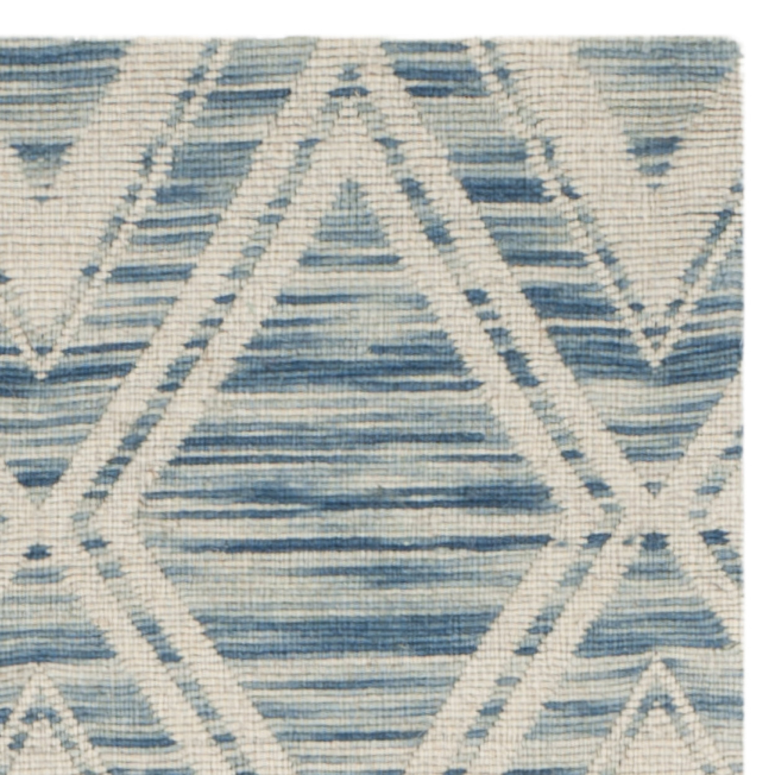 SAFAVIEH Marbella Alicia Geometric Diamonds Wool Runner Rug, Dark Blue/Ivory, 2'3" x 12'