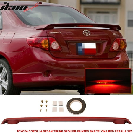 - Fits 09-13 Toyota Corolla 4Dr ABS Trunk Spoiler & 3RD LED Brake Light