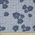 thumbnail image 2 of Ambesonne Floral Fabric by the Yard Microfiber, Hearts Roses Retro Style Art, 3 Yards, Pastel Purple and Fern Green, 2 of 2