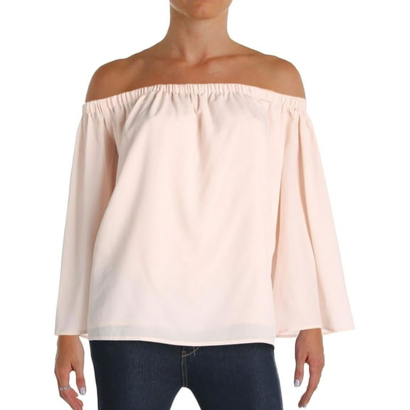 French Connection Womens Summer Crepe Knit Blouse, Pink, Small