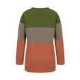 thumbnail image 3 of Lumento Ladies T-shirt Color Block T Shirt Crew Neck Tee Women Casual Tunic Blouse Loose Long Sleeve Tops Army Green S, 3 of 5