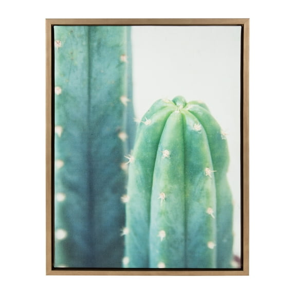 Kate and Laurel Sylvie Cactus Framed Canvas Wall Art by F2 Images, 18x24 Gold