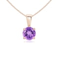thumbnail image 1 of Angara Collier en Améthyste Naturelle - Pendentif Solitaire Rond en Or Rose 14K avec Broches pour Femmes, 1 of 9