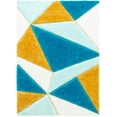 thumbnail image 2 of Well Woven Walker Blue Triangle Boxes Thick Soft Plush 3D Textured Shag Area Rug, 2 of 6