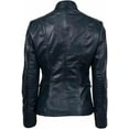 thumbnail image 3 of Classic Women's Genuine Black Lambskin Real Leather Jacket Slim fit Biker W450, 3 of 4