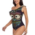 thumbnail image 2 of Haiem Boho Owl Women's One Piece Swimsuits Tummy Control One Shoulder Bathing Suits Ruffle Swimwear-Large, 2 of 8