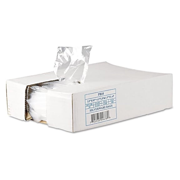 Inteplast Group PB10 Get Reddi Silverware Bags, 3 1/2 x 10 x 1 1/2.7mil, Clear, 2000/Carton