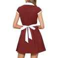 thumbnail image 3 of INSPIRE CHIC Women's Button Down Shirt Dress Notch Lapel Short Sleeve Belted Work Dresses M Dark Burgundy, 3 of 5