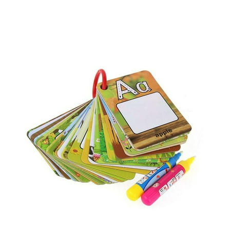 JOYFEEL Clearance 2019 Water Drawing 26 English Early Learning card Magic with 2 Pen letter 3D card Painting Board Best Toy Gifts for Children