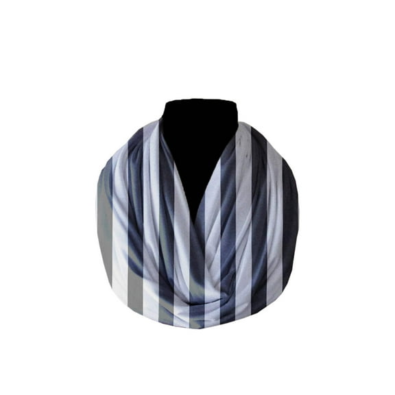 Cotton Blend Infinity Scarf 1 Inch Wide Stripes Print