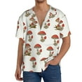 thumbnail image 3 of Vsdgher Mushroom Print Men's Wrinkle Free Untucked Cuban Shirt Business Casual Button Down Shirts Short Sleeve Shirt, 3 of 7