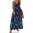 thumbnail image 1 of Vestido de plumas brillantes con estampado colorido, elegante vestido largo con escote en V, estilo bohemio, para playa, con tirantes, moda urbana, vestido oversize, 1 of 7