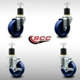 thumbnail image 2 of 4 Inch SS Solid Poly Wheel Swivel 1-7/8 Inch Expanding Stem Caster Set 2 Brakes, 2 of 2
