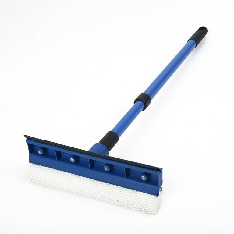 Multi-Use Window Squeegee with 56 Long Handle, 2 in 1 Window Cleaning  Tools with Dual Side Blade Rubber & Scrubber Sponge, Standard Professional
